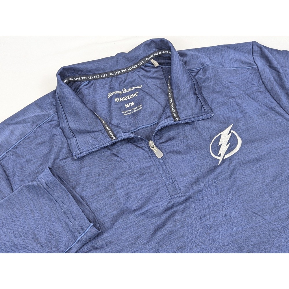 Tommy Bahama Island Zone‎ 1/4 Zip Mens Medium Tampa Bay Lightning Hockey Floral - Picture 2 of 9